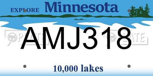 AMJ318 Minnesota License Plate