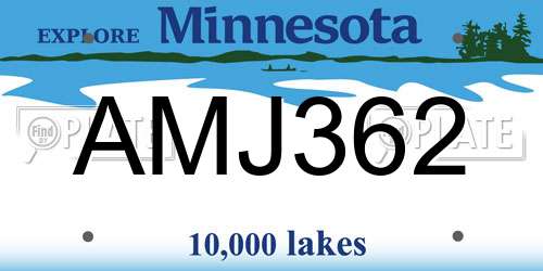 AMJ362 Minnesota License Plate