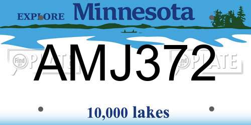 AMJ372 Minnesota License Plate