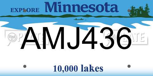 AMJ436 Minnesota License Plate