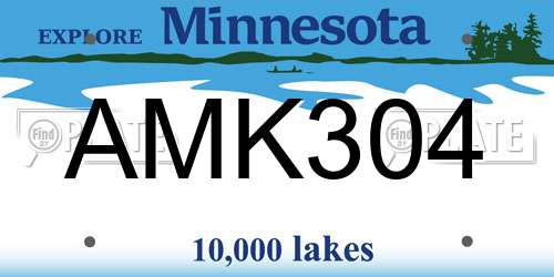 AMK304 Minnesota License Plate