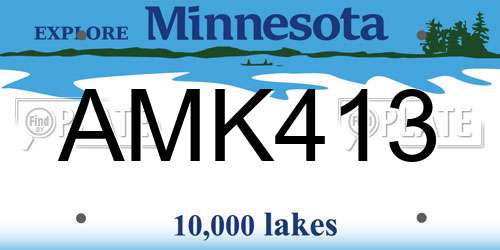 AMK413 Minnesota License Plate