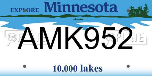 AMK952 Minnesota License Plate