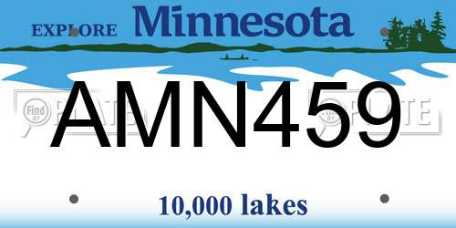 AMN459 Minnesota License Plate