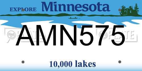 AMN575 Minnesota License Plate