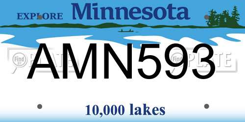 AMN593 Minnesota License Plate