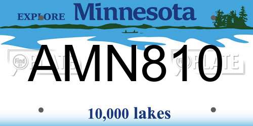 AMN810 Minnesota License Plate