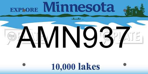 AMN937 Minnesota License Plate