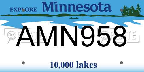 AMN958 Minnesota License Plate