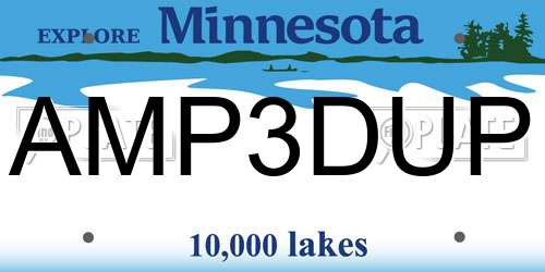 AMP3DUP Minnesota License Plate