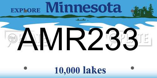 AMR233 Minnesota License Plate