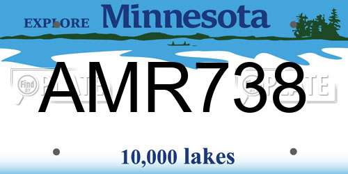 AMR738 Minnesota License Plate