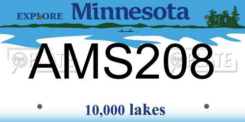 AMS208 Minnesota License Plate