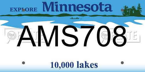 AMS708 Minnesota License Plate