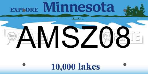 AMSZ08 Minnesota License Plate