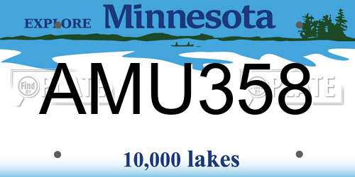AMU358 Minnesota License Plate
