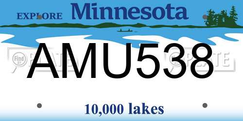 AMU538 Minnesota License Plate