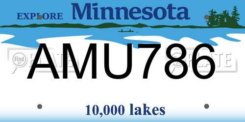 AMU786 Minnesota License Plate