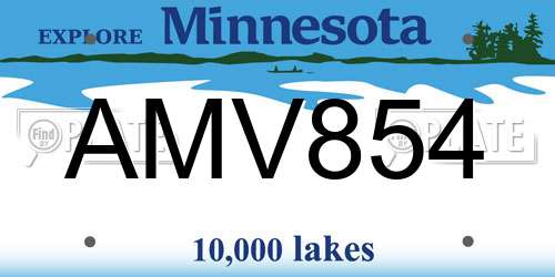 AMV854 Minnesota License Plate