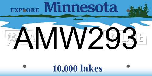 AMW293 Minnesota License Plate