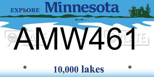 AMW461 Minnesota License Plate