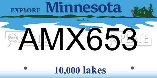 AMX653 Minnesota License Plate
