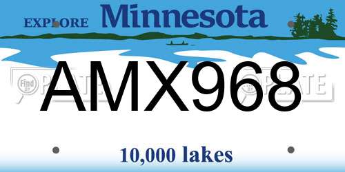 AMX968 Minnesota License Plate