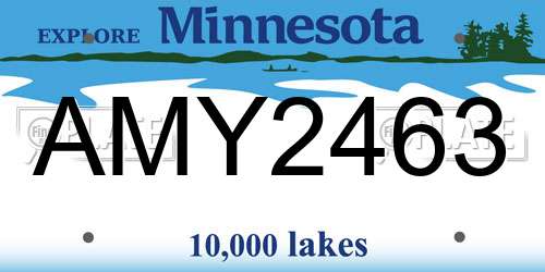 AMY2463 Minnesota License Plate