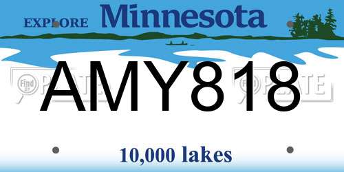 AMY818 Minnesota License Plate