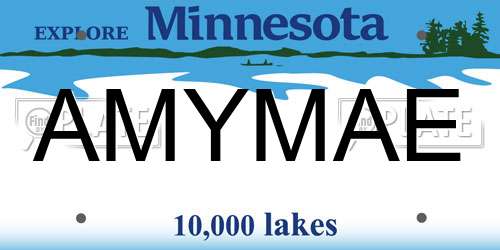 AMYMAE Minnesota License Plate