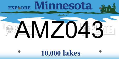 AMZ043 Minnesota License Plate
