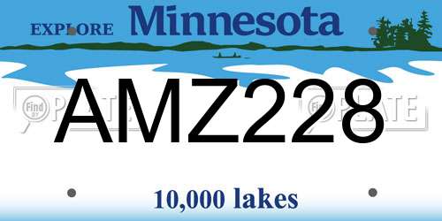 AMZ228 Minnesota License Plate