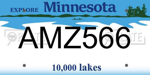 AMZ566 Minnesota License Plate