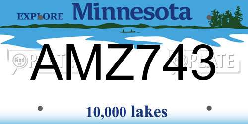 AMZ743 Minnesota License Plate