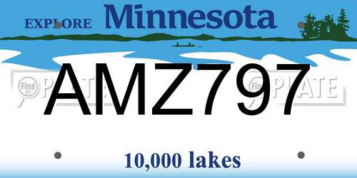 AMZ797 Minnesota License Plate