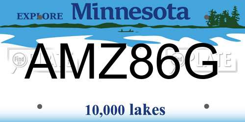 AMZ86G Minnesota License Plate