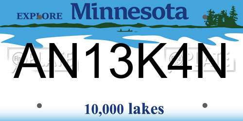 AN13K4N Minnesota License Plate