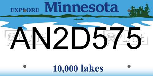 AN2D575 Minnesota License Plate