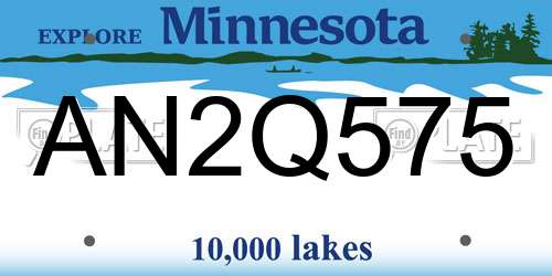 AN2Q575 Minnesota License Plate