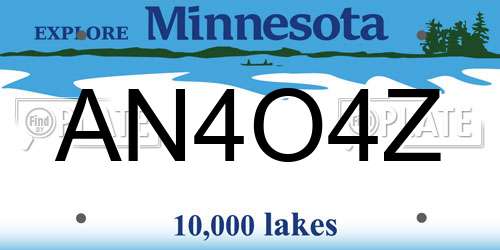 AN4O4Z Minnesota License Plate