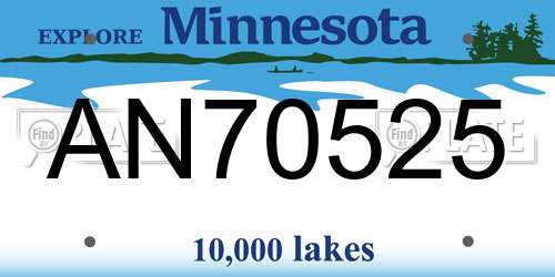 AN70525 Minnesota License Plate