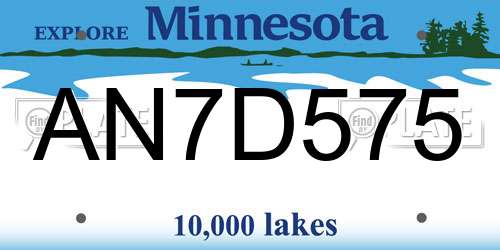 AN7D575 Minnesota License Plate