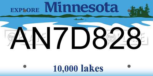 AN7D828 Minnesota License Plate