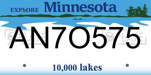 AN7O575 Minnesota License Plate