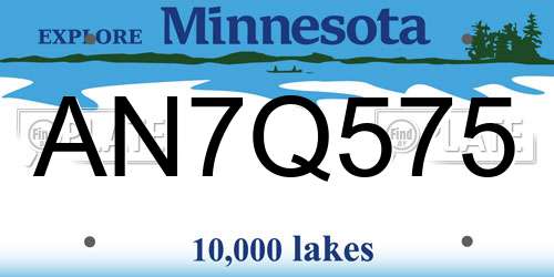AN7Q575 Minnesota License Plate