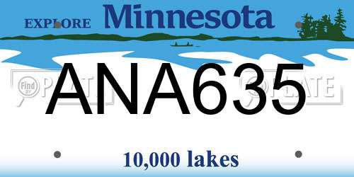 ANA635 Minnesota License Plate