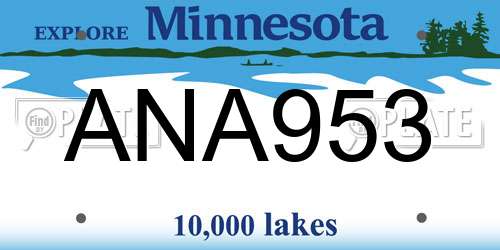 ANA953 Minnesota License Plate