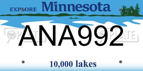 ANA992 Minnesota License Plate