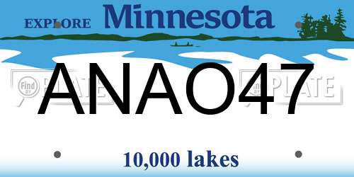 ANAO47 Minnesota License Plate