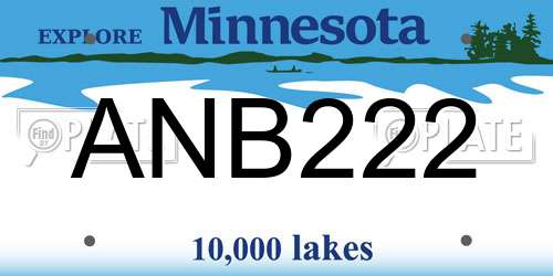 ANB222 Minnesota License Plate